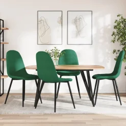 Fauteuils Et Chaises-vidaXL Chaises à manger lot de 4 Velours Vert foncé