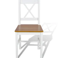 Fauteuils Et Chaises-vidaXL Chaises à manger lot de 2 blanc bois de pin Blanc et beige