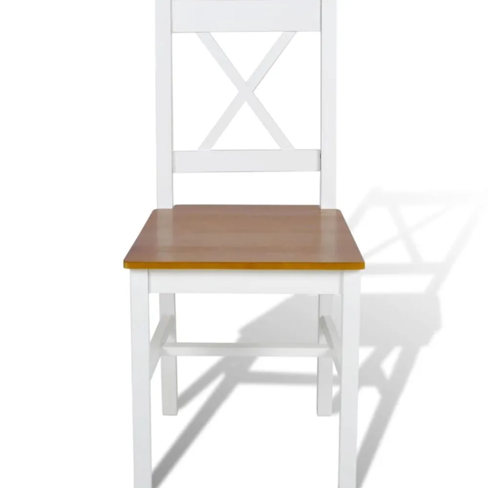 Fauteuils Et Chaises-vidaXL Chaises à manger lot de 2 blanc bois de pin Blanc et beige