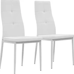 Fauteuils Et Chaises-vidaXL Chaises à manger lot de 2 similicuir Blanc