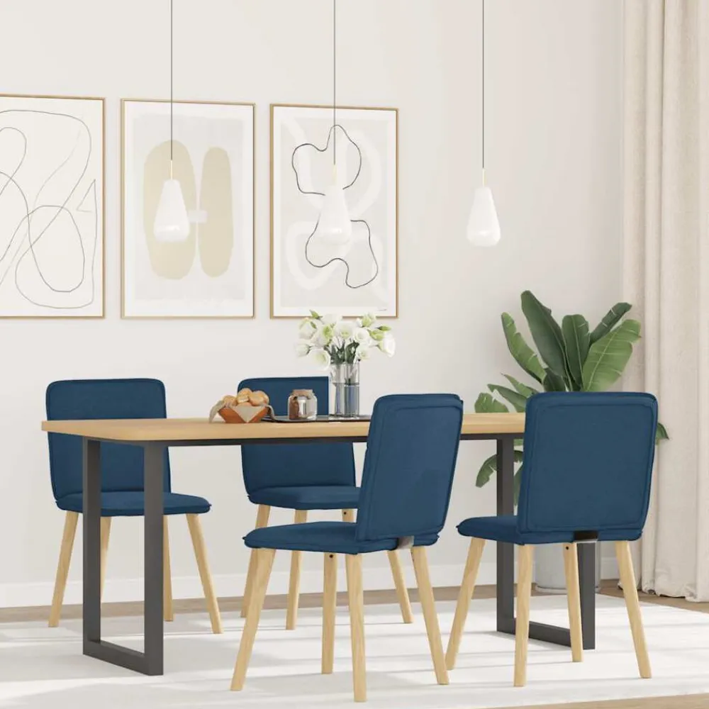 Fauteuils Et Chaises-vidaXL Chaises à manger lot de 4 tissu Bleu
