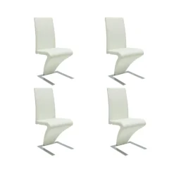 Fauteuils Et Chaises-vidaXL Chaises à manger lot de 4 similicuir Blanc