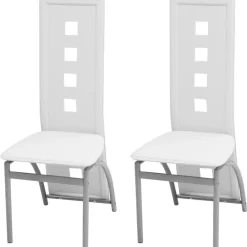 Fauteuils Et Chaises-vidaXL Chaises à manger lot de 2 similicuir Blanc