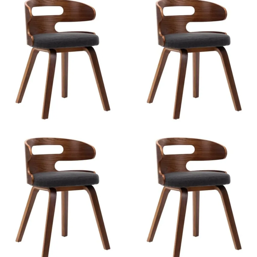 Fauteuils Et Chaises-vidaXL Chaises à manger lot de 4 gris foncé bois courbé et tissu gris et marron foncé