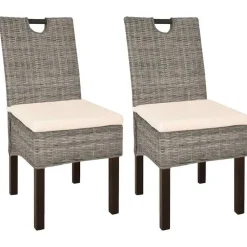 vidaXL Chaises à manger lot de 2 rotin Kubu bois de manguier
