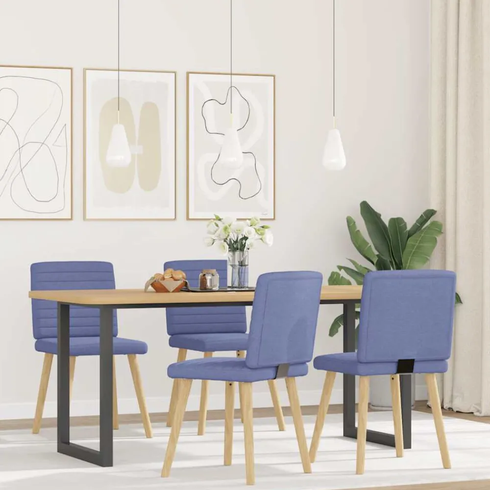 Fauteuils Et Chaises-vidaXL Chaises à manger lot de 4 tissu Bleu jean