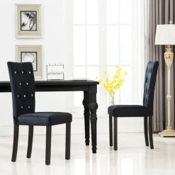 Fauteuils Et Chaises-vidaXL Chaises à manger lot de 2 Velours Noir