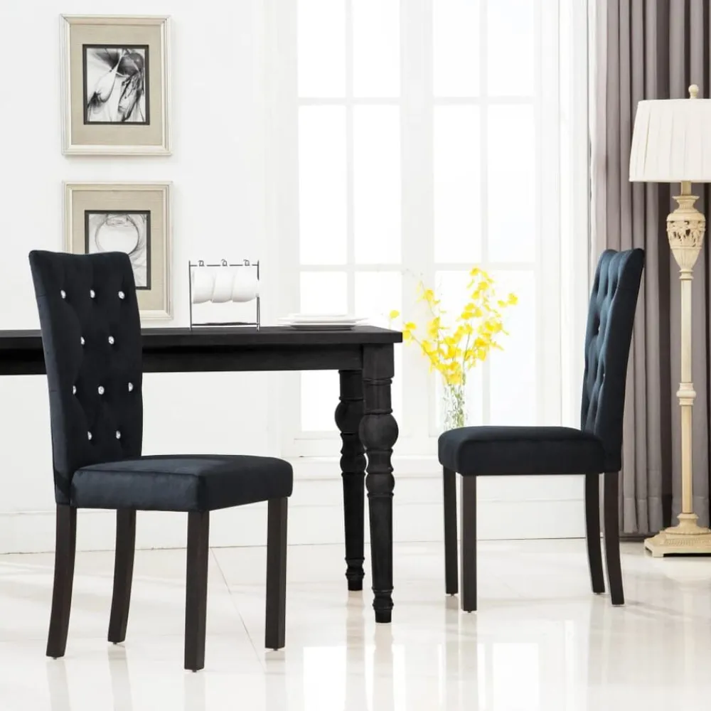Fauteuils Et Chaises-vidaXL Chaises à manger lot de 2 Velours Noir
