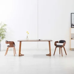 vidaXL Chaises à manger lot de 2 tissu et bois courbé