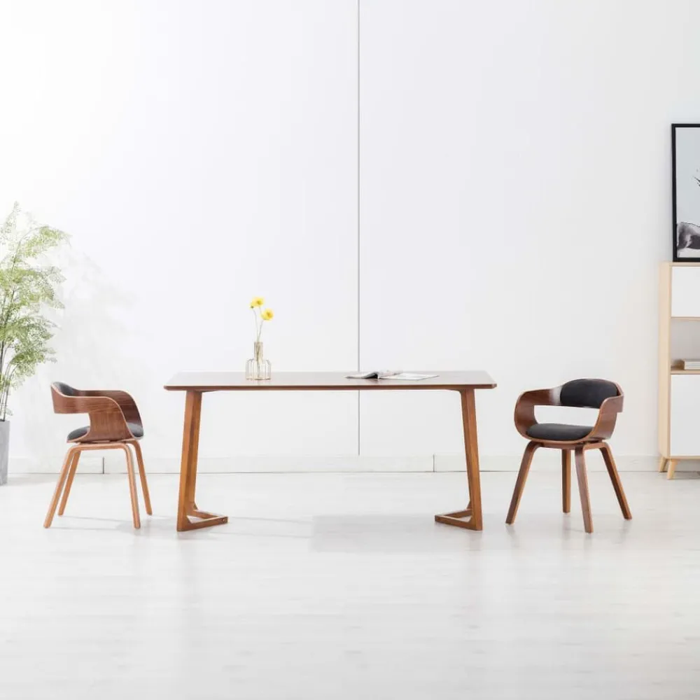 vidaXL Chaises à manger lot de 2 tissu et bois courbé