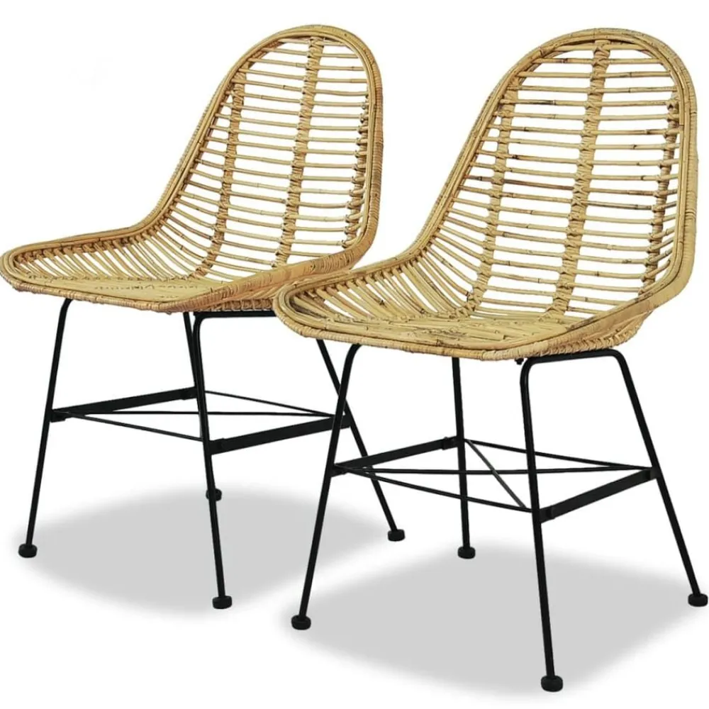 Fauteuils Et Chaises-vidaXL Chaises à manger lot de 2 rotin naturel Beige