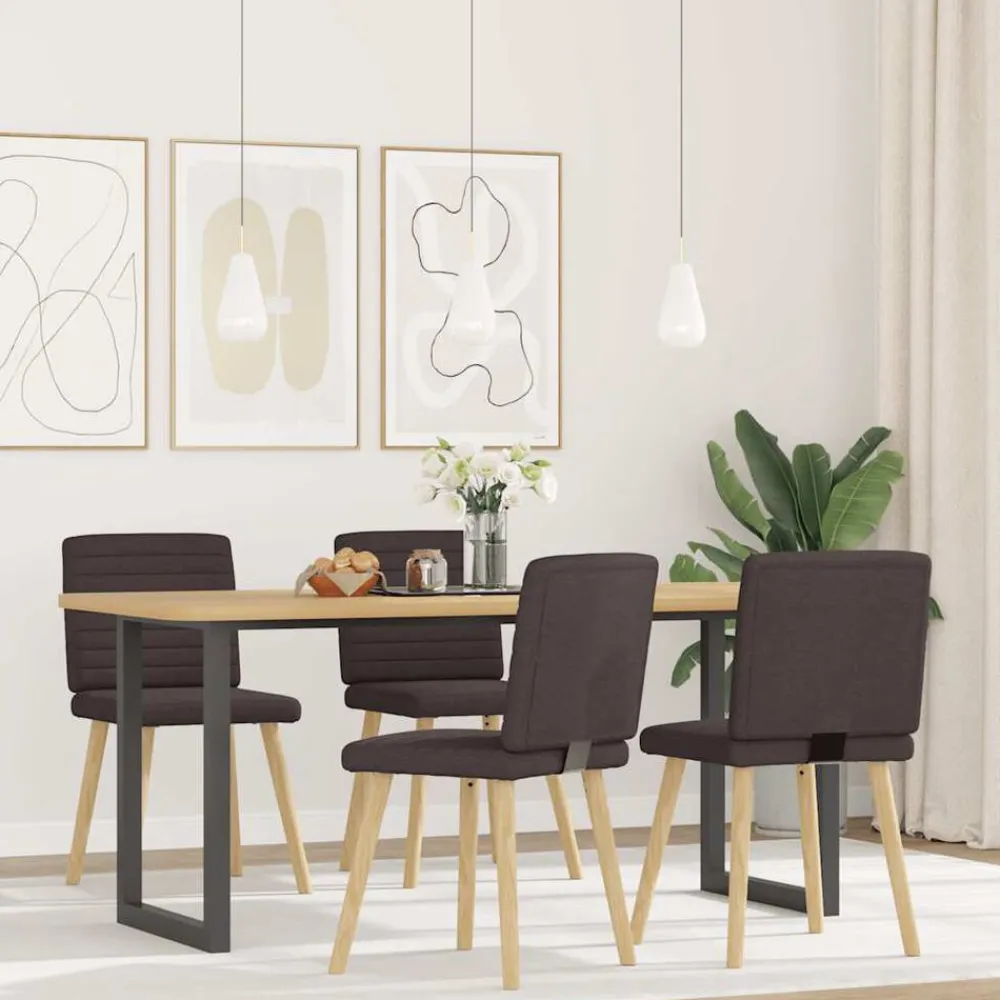 Fauteuils Et Chaises-vidaXL Chaises à manger lot de 4 tissu Marron foncé