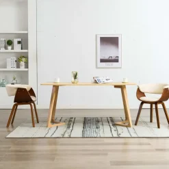 Fauteuils Et Chaises-vidaXL Chaises à manger lot de 2 crème bois courbé et similicuir cr&egrave;me et marron foncé