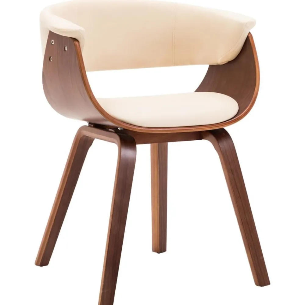 Fauteuils Et Chaises-vidaXL Chaises à manger lot de 2 crème bois courbé et similicuir crème et marron foncé