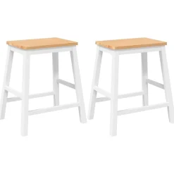 vidaXL Chaises de bar 2 pcs blanc bois massif d'hévéa