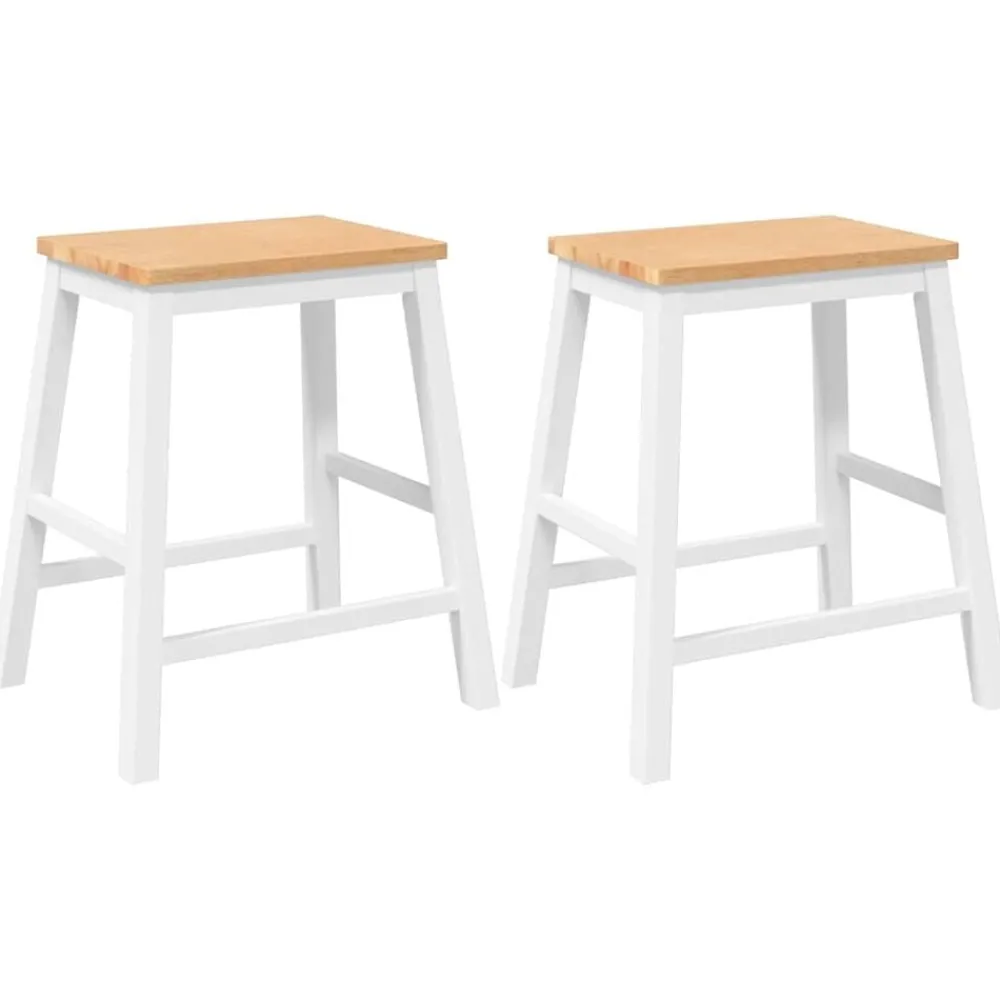 vidaXL Chaises de bar 2 pcs blanc bois massif d'hévéa