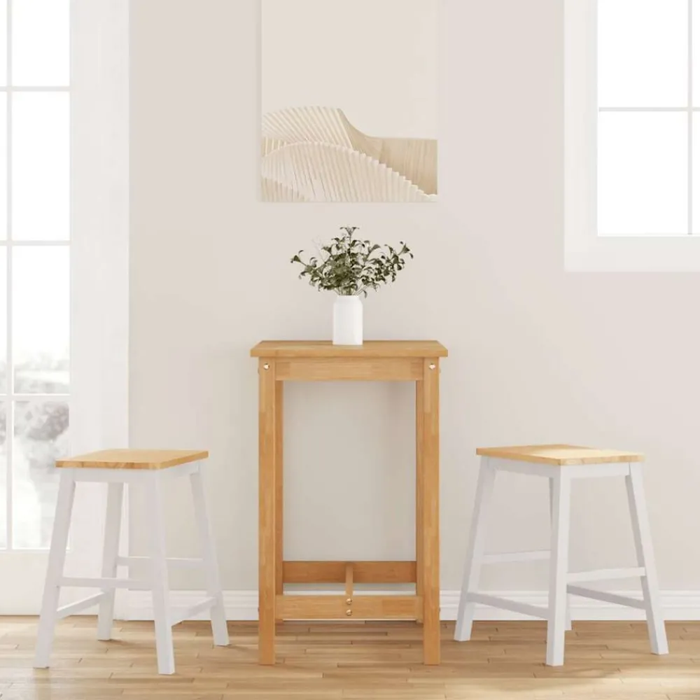 vidaXL Chaises de bar 2 pcs blanc bois massif d'hévéa