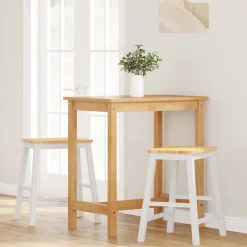 vidaXL Chaises de bar 2 pcs blanc bois massif d'hévéa