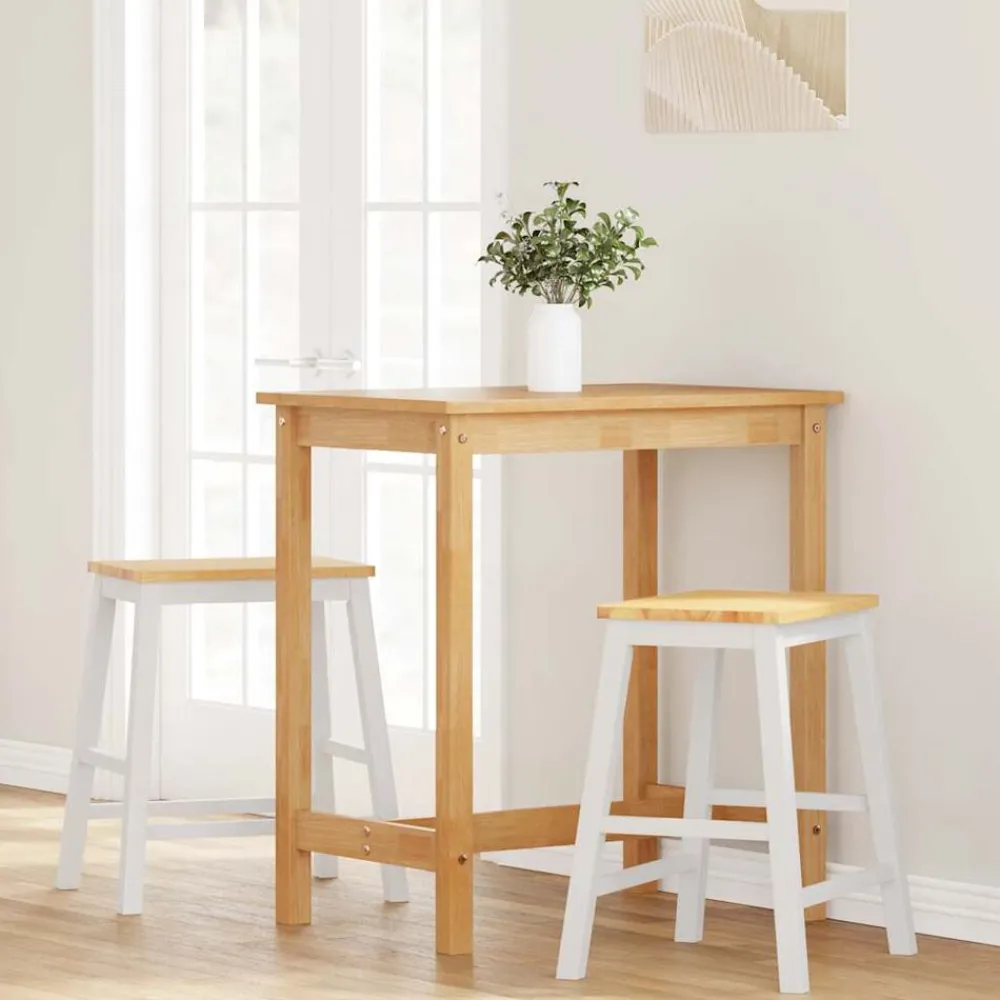 vidaXL Chaises de bar 2 pcs blanc bois massif d'hévéa
