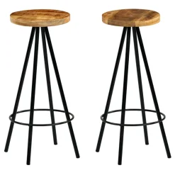 Fauteuils Et Chaises-vidaXL Chaises de bar lot de 2 bois de manguier solide