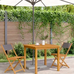 vidaXL Chaises de bistrot lot de 2 bois acacia massif tissu
