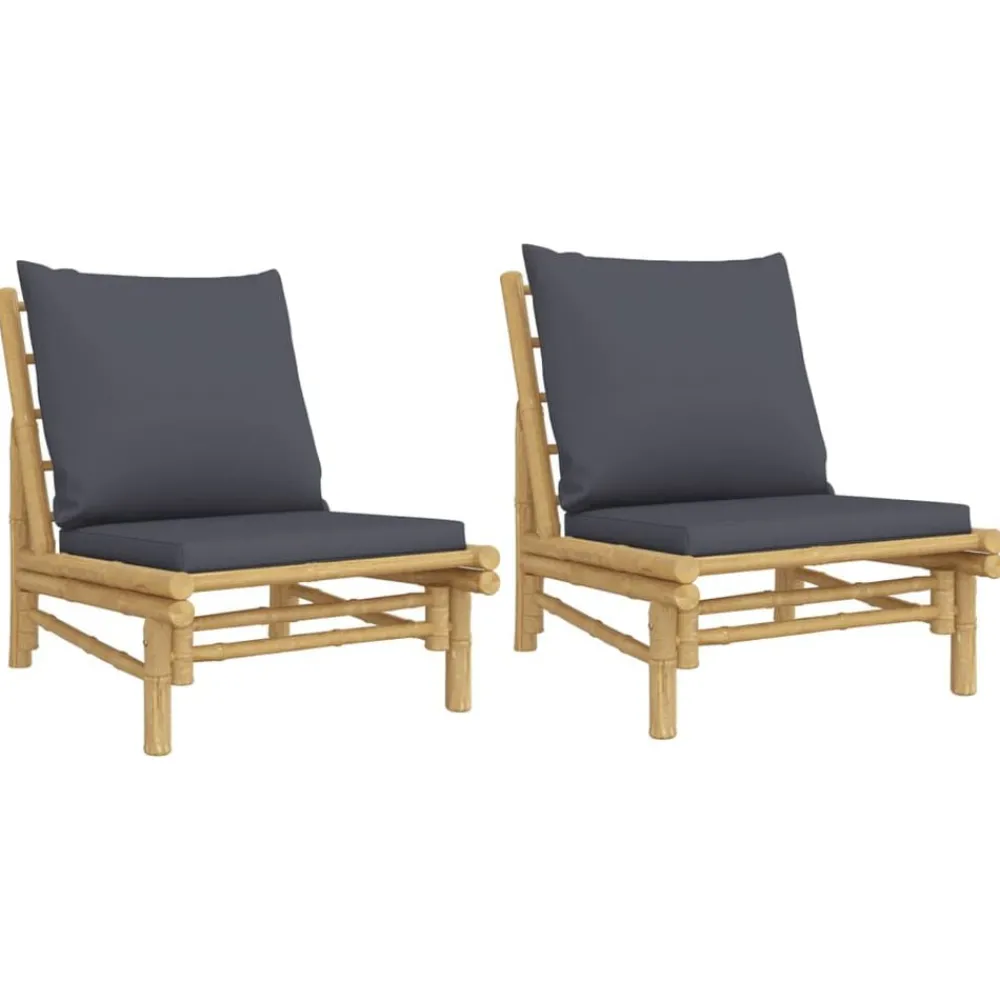 vidaXL Chaises de jardin lot de 2 avec coussins bambou