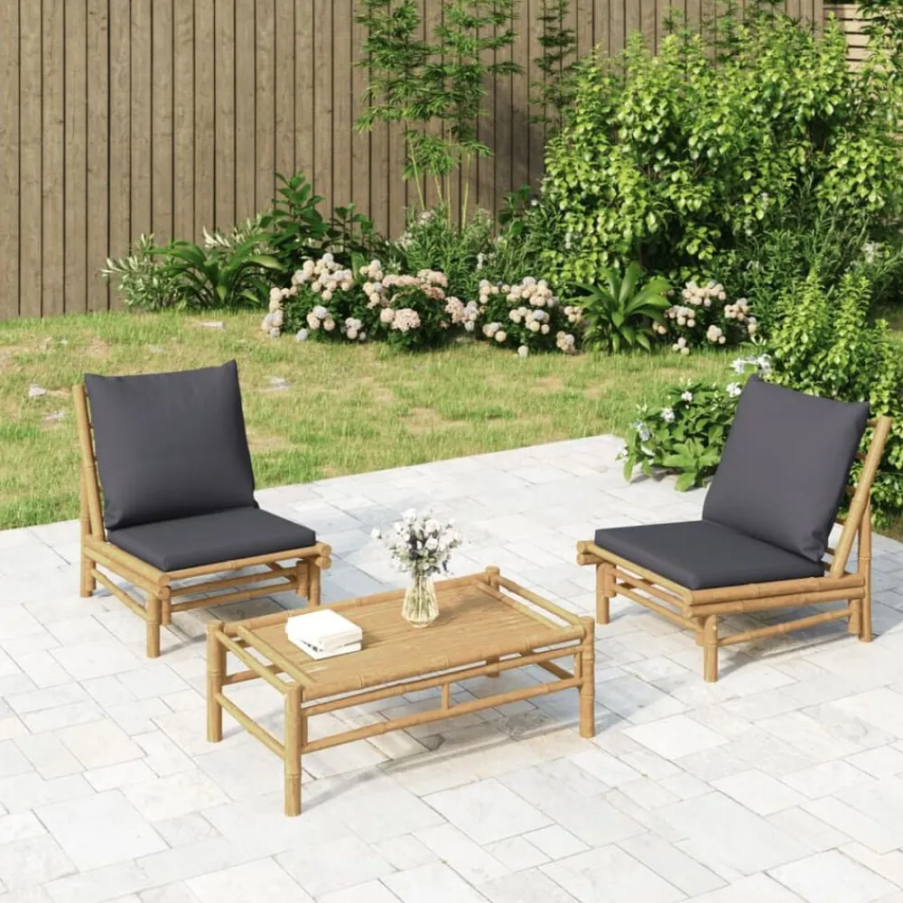 vidaXL Chaises de jardin lot de 2 avec coussins bambou