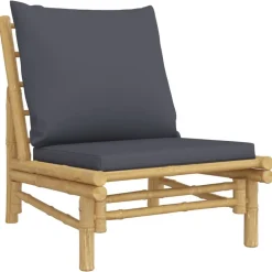 vidaXL Chaises de jardin lot de 2 avec coussins bambou