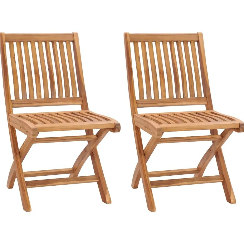 Mobilier De Jardin-vidaXL Chaises de jardin pliables lot de 2 Bois de teck massif
