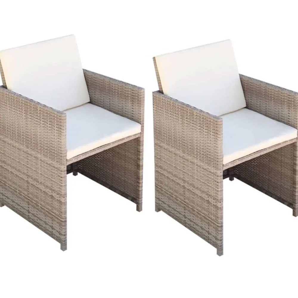 Mobilier De Jardin-vidaXL Chaises de jardin lot de 2 avec coussins Résine tressée Beige