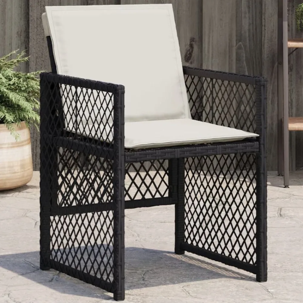 vidaXL Chaises de jardin lot de 4 avec coussins noir résine tressée