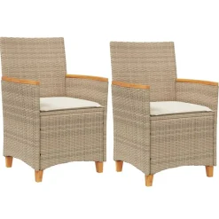 vidaXL Chaises de jardin coussins lot de 2 résine tressée bois