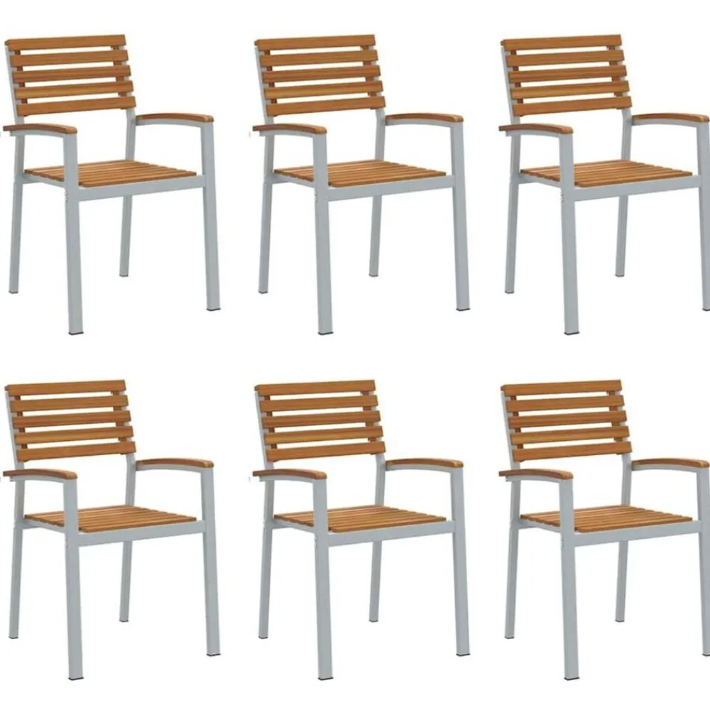 vidaXL Chaises de jardin empilables lot de 6 bois d'acacia et métal