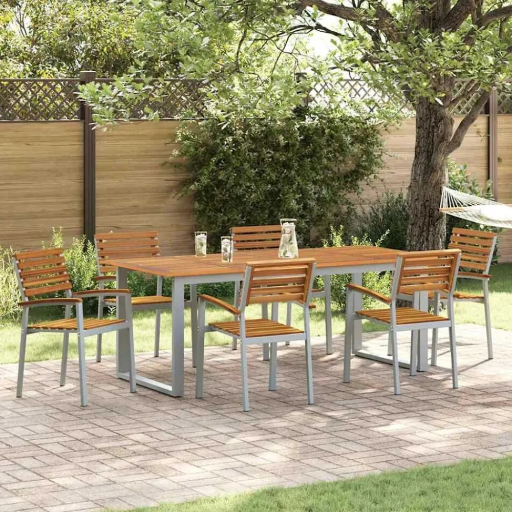 vidaXL Chaises de jardin empilables lot de 6 bois d'acacia et métal