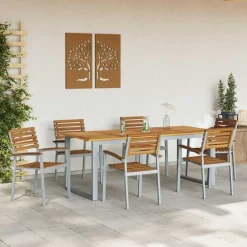 vidaXL Chaises de jardin empilables lot de 6 bois d'acacia et métal