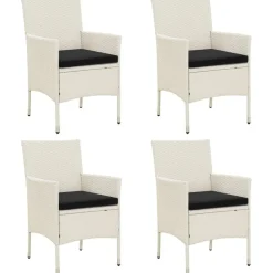 vidaXL Chaises de jardin avec coussins lot de 4 Résine tressée Blanc