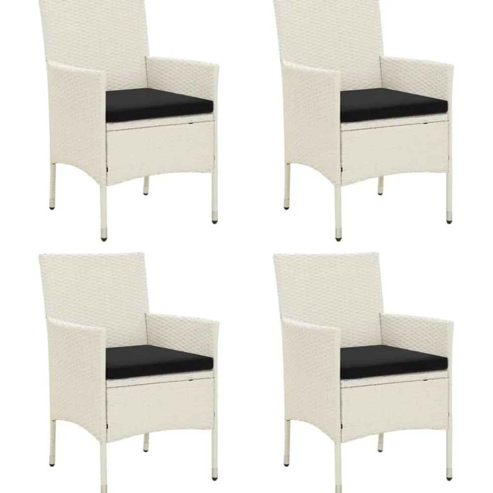 vidaXL Chaises de jardin avec coussins lot de 4 Résine tressée Blanc