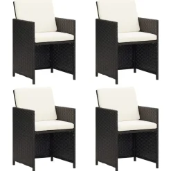 vidaXL Chaises de jardin lot de 4 Résine tressée Noir