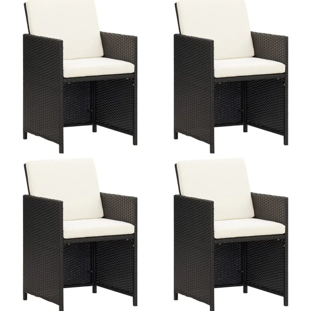 vidaXL Chaises de jardin lot de 4 Résine tressée Noir