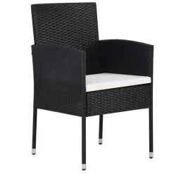 Mobilier De Jardin-vidaXL Chaises de jardin coussins blanc crème 2pcs noir résine tressée Blanc cr&egrave;me