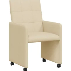 Fauteuils Et Chaises-vidaXL Chaises de Salle à Manger avec Roues 2 pcs Crème tissu Crème