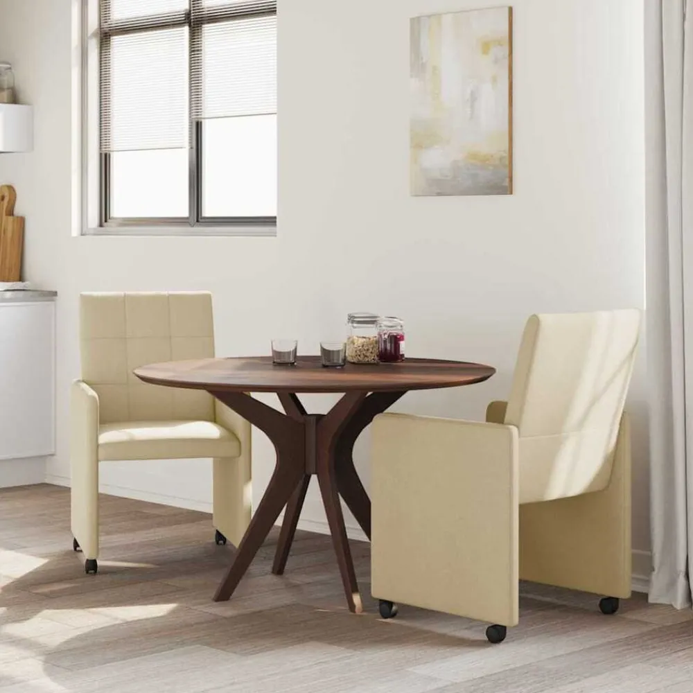 Fauteuils Et Chaises-vidaXL Chaises de Salle à Manger avec Roues 2 pcs Crème tissu Crème