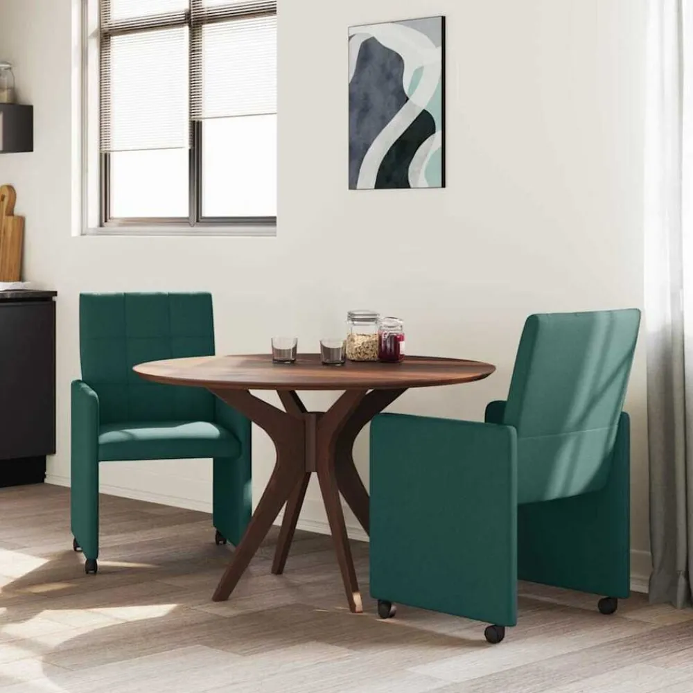 vidaXL Chaises de Salle à Manger avec Roues 2 pcs tissu