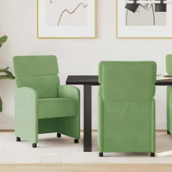 Fauteuils Et Chaises-vidaXL Chaises de Salle à Manger avec Roues 2 pcs Velours Vert clair