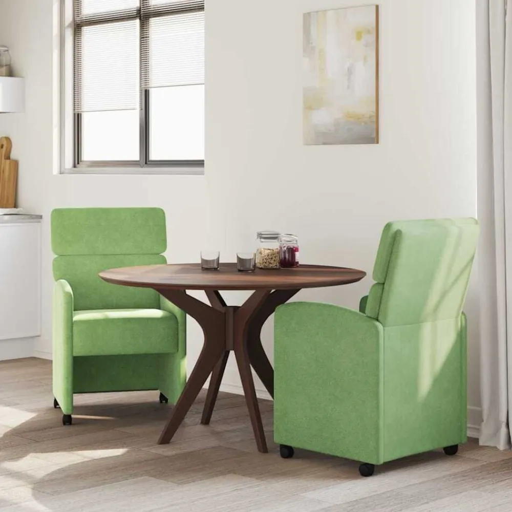 Fauteuils Et Chaises-vidaXL Chaises de Salle à Manger avec Roues 2 pcs Velours Vert clair