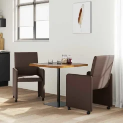 vidaXL Chaises de Salle à Manger avec Roues 2 pcs Faux cuir