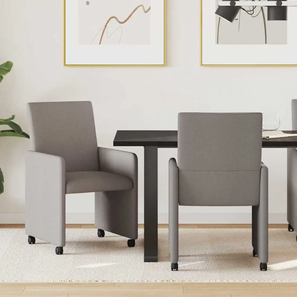 Fauteuils Et Chaises-vidaXL Chaises de Salle à Manger avec Roues 2 pcs tissu Taupe