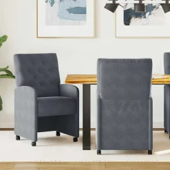 vidaXL Chaises de Salle à Manger avec Roues 2 pcs Velours