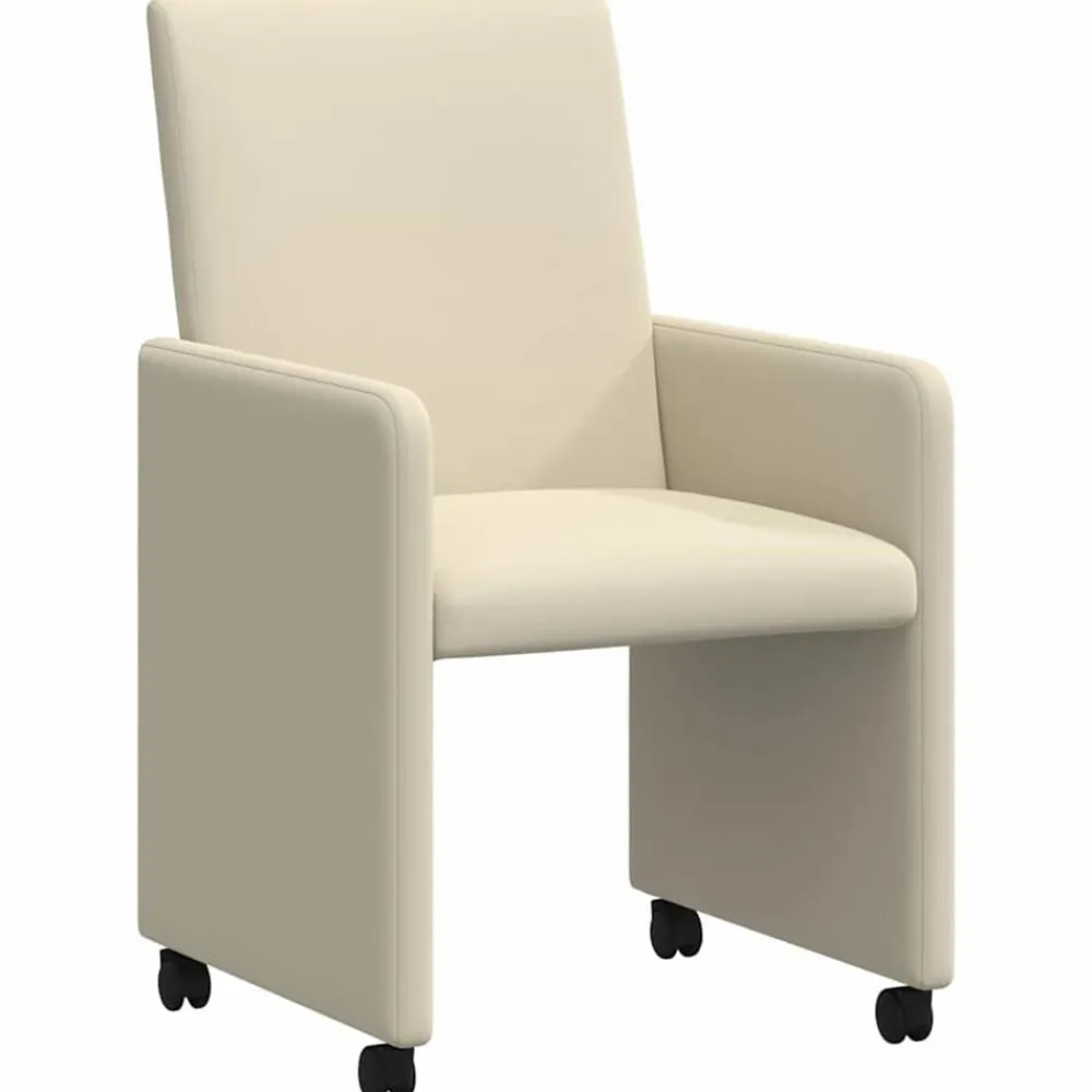 vidaXL Chaises de Salle à Manger avec Roues 2 pcs Crème Faux cuir