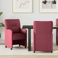 Fauteuils Et Chaises-vidaXL Chaises de Salle à Manger avec Roues 2 pcs tissu Bordeaux